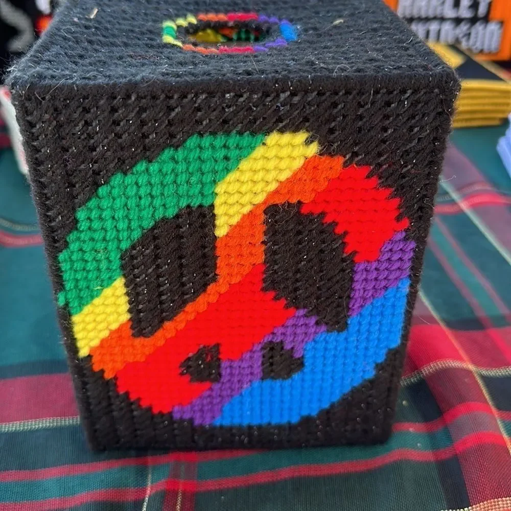 Peace Sign Handmade Tissue Box Cover Boutique Decorative Home Item